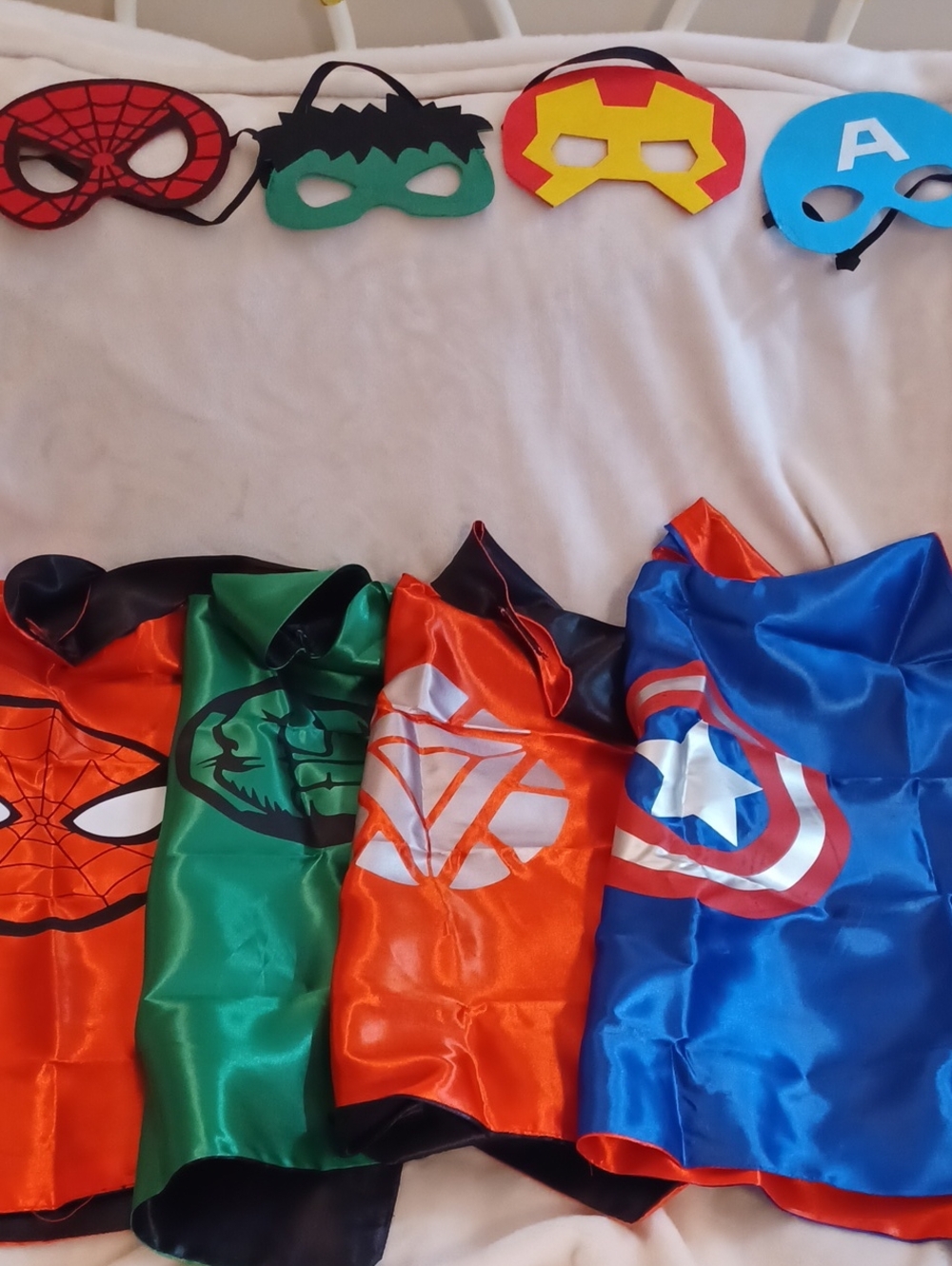 Kids Superhero Cape and Mask Set - Ironman, Cap America,Hulk & Spiderman